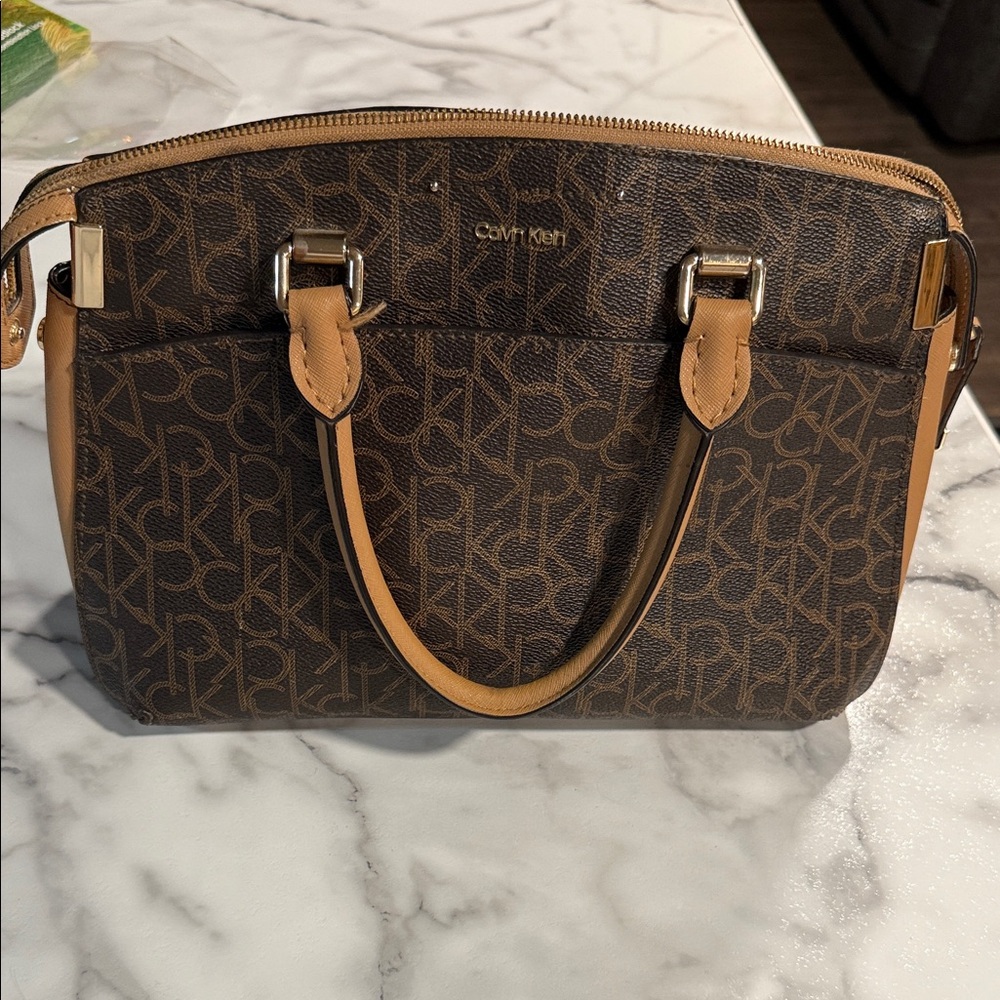 Calvin Klein Signature Brown Tan Satchel 2x $60